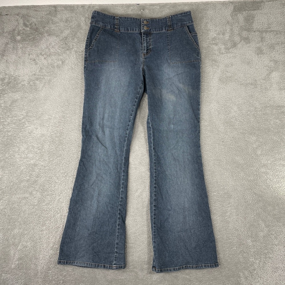 SO Stretch Flare Jeans Womens 13 Blue Denim Y2K Low Rise Bootcut Vintage